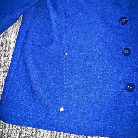 Allison Daley Womens Blazer Size 8P‎ Blue Notch Lapel 3/4 Sleeves Button Front - Picture 4 of 10